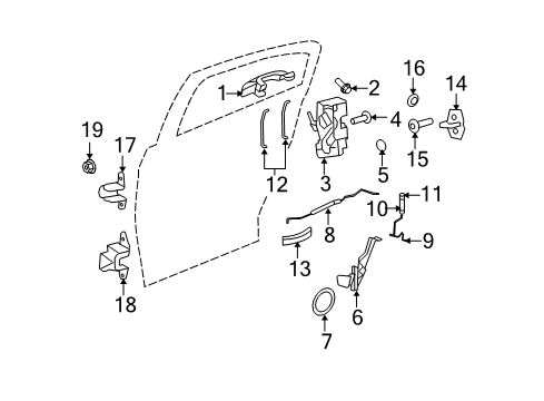 2008 Dodge Avenger Rear Door - Lock & Hardware Diagram
