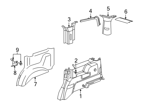 2009 Chrysler Aspen Interior Trim - Quarter Panels Diagram 1 - Thumbnail
