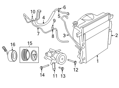 2009 Jeep Liberty A/C Condenser, Compressor & Lines Diagram