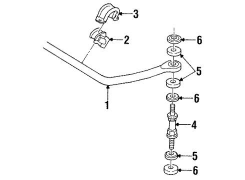 1994 Dodge Ram 3500 Stabilizer Bar & Components - Front Diagram 1 - Thumbnail