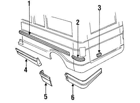 1993 Dodge B350 Exterior Trim - Side Panel Diagram