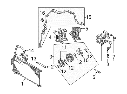 2002 Dodge Stratus A/C Condenser, Compressor & Lines Diagram 1 - Thumbnail