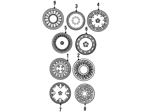 1986 Dodge Aries Wheels, Covers & Trim Diagram