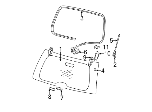 2001 Jeep Grand Cherokee Back Glass Diagram