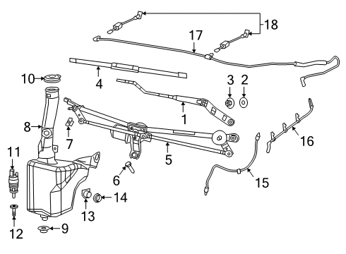 2022 Ram 2500 Wiper & Washer Components Diagram