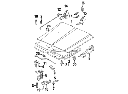 1997 Jeep Cherokee Hood & Components Diagram