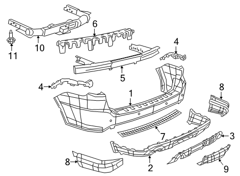 2022 Dodge Durango Bumper & Components - Rear Diagram 1 - Thumbnail