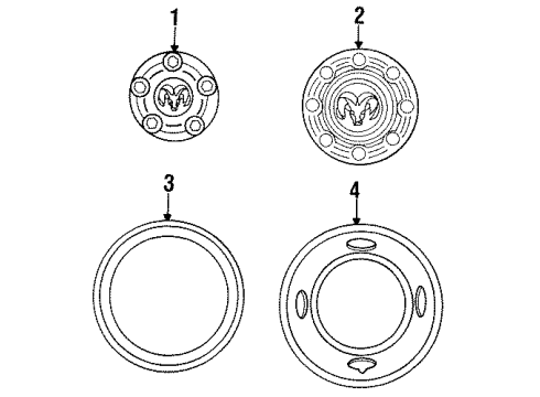1994 Dodge Ram 2500 Wheel Covers & Trim Diagram