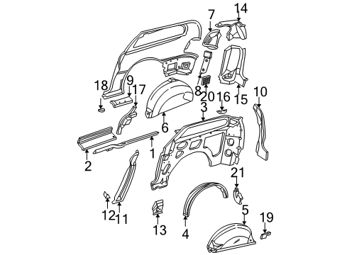 2002 Dodge Grand Caravan Inner Structure & Rails - Side Panel Diagram