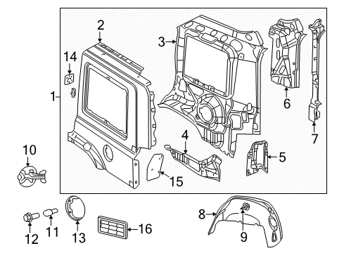 2009 Jeep Commander Quarter Panel & Components Diagram