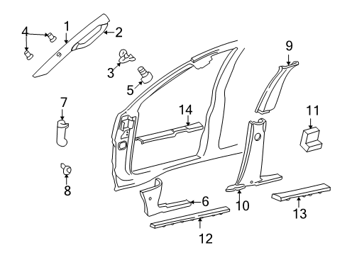 2003 Jeep Grand Cherokee Interior Trim - Pillars, Rocker & Floor Diagram