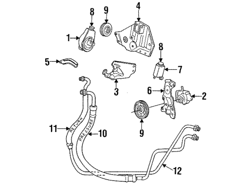 1991 Chrysler Town & Country Power Steering System & Steering Column Diagram 3 - Thumbnail