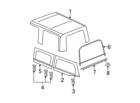 2009 Jeep Wrangler Top Cover & Components Diagram 1 - Thumbnail