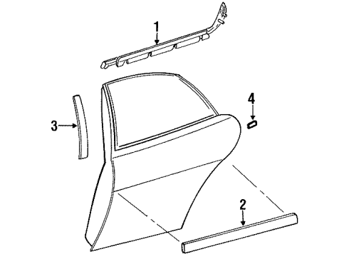 1997 Chrysler Cirrus Exterior Trim - Rear Door Diagram