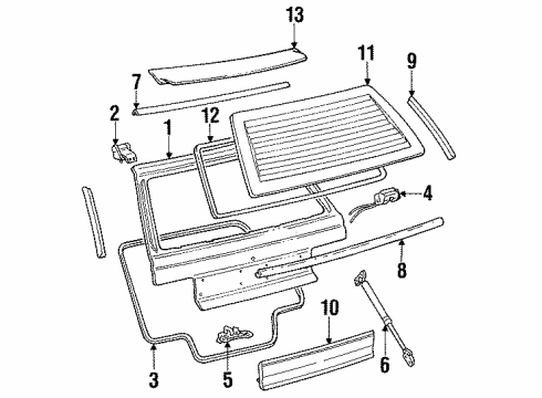 1992 Dodge Colt Lift Gate & Hardware, Spoiler, Glass, Exterior Trim Diagram