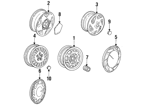 1993 Dodge Shadow Wheels, Covers & Trim Diagram