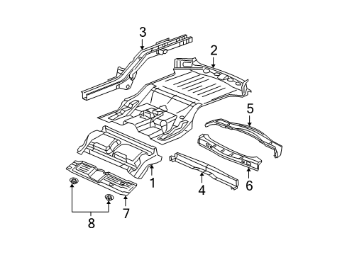 2009 Jeep Grand Cherokee Rear Body - Floor & Rails Diagram