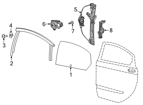 2013 Dodge Dart Rear Door - Glass & Hardware Diagram