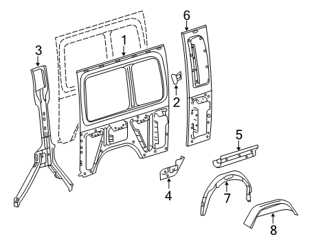2007 Dodge Sprinter 3500 Inner Structure & Rails - Side Panel Diagram 1 - Thumbnail
