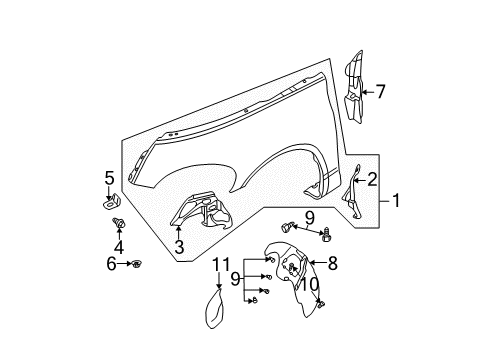 2003 Chrysler PT Cruiser Fender & Components Diagram