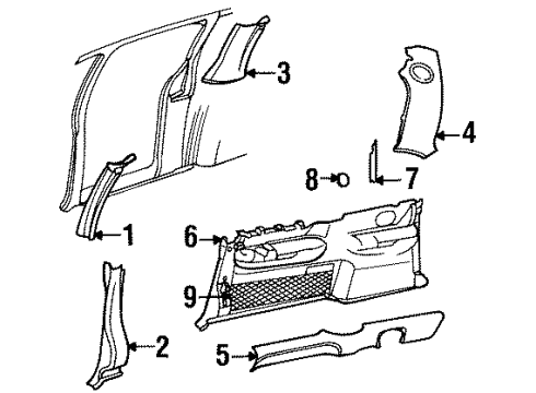 1999 Dodge Grand Caravan Interior Trim - Side Panel Diagram 1 - Thumbnail