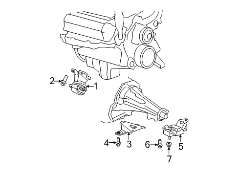 2008 Dodge Durango Engine & Trans Mounting Diagram 1 - Thumbnail