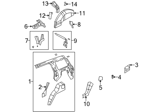 2017 Jeep Patriot Inner Structure - Quarter Panel Diagram