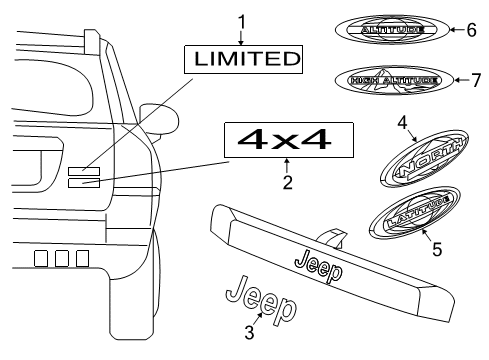 2017 Jeep Patriot Exterior Trim - Lift Gate Diagram