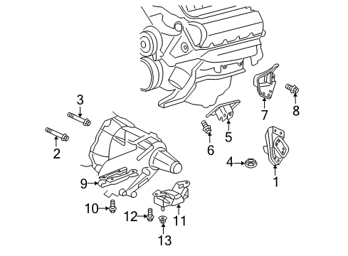 2008 Chrysler Aspen Engine & Trans Mounting Diagram