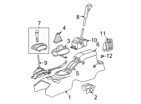 2003 Chrysler Sebring Center Console, Front Console Diagram