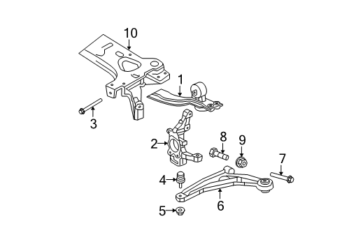 2010 Chrysler Sebring Front Suspension, Lower Control Arm, Stabilizer Bar, Suspension Components Diagram