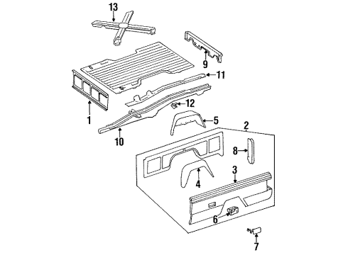 1987 Jeep Comanche Pickup Box Assembly, Floor Diagram