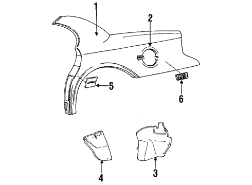 1994 Chrysler New Yorker Quarter Panel & Components, Exterior Trim Diagram