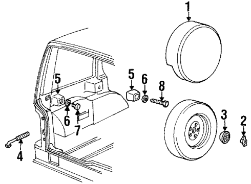 1995 Jeep Grand Cherokee Carrier & Components - Spare Tire Diagram
