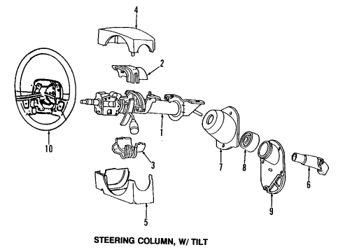1991 Dodge Spirit Steering Column, Steering Wheel & Trim Diagram 3 - Thumbnail