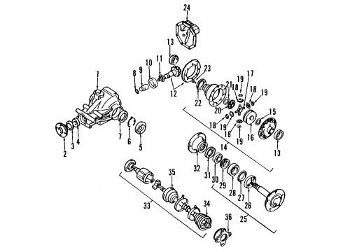 1994 Dodge Stealth Rear Axle, Differential, Propeller Shaft Diagram