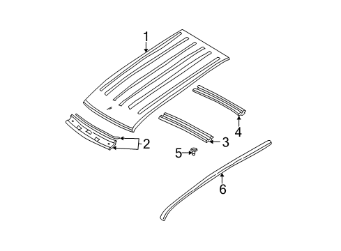 2003 Jeep Liberty Roof & Components, Exterior Trim Diagram