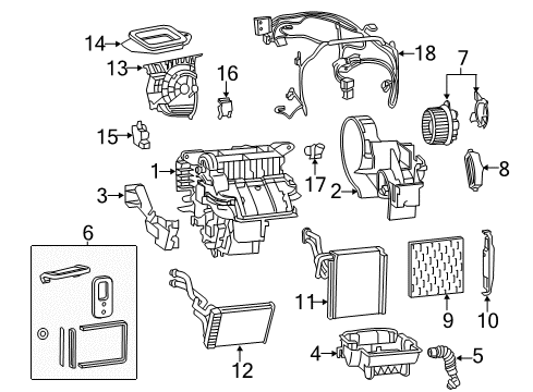 2015 Chrysler 200 A/C Evaporator & Heater Components Diagram