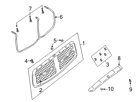 2004 Dodge Ram 1500 Grille & Components Diagram