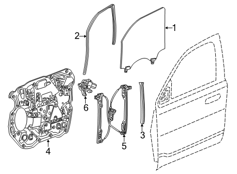 2019 Ram 1500 Front Door - Glass & Hardware Diagram