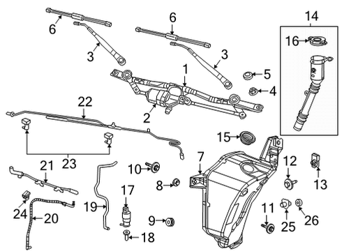 2023 Jeep Wrangler Wiper & Washer Components Diagram 3 - Thumbnail