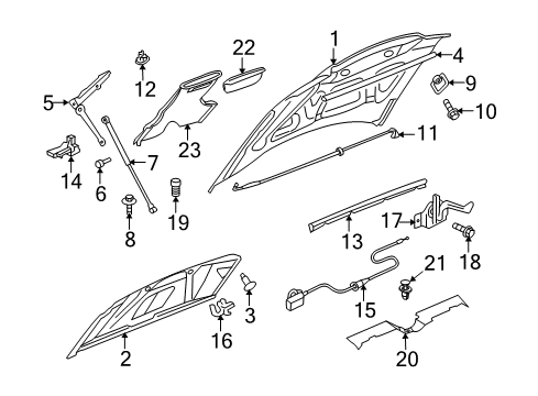 2010 Dodge Charger Hood & Components Diagram