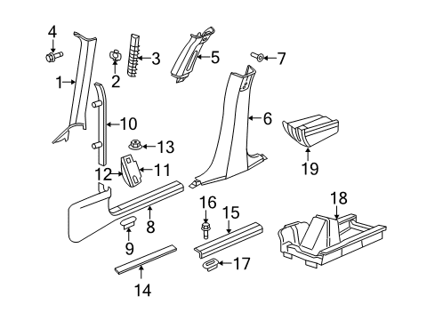 2010 Dodge Charger Interior Trim - Pillars, Rocker & Floor Diagram
