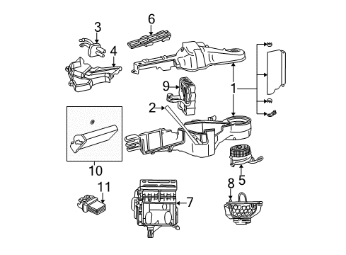 2002 Dodge Grand Caravan A/C Evaporator & Heater Components Diagram