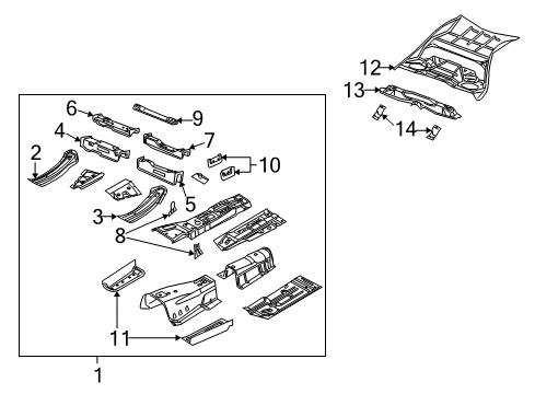 2010 Chrysler 300 Pillars, Rocker & Floor - Floor & Rails Diagram