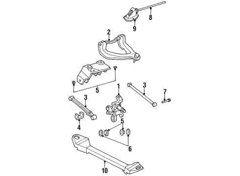1997 Chrysler Cirrus Rear Suspension Components, Upper Control Arm, Stabilizer Bar Diagram