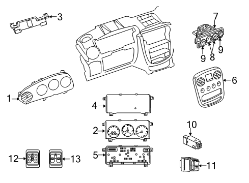 2003 Chrysler PT Cruiser A/C & Heater Control Units Diagram