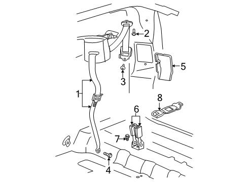 2009 Dodge Durango Rear Seat Belts Diagram 3 - Thumbnail