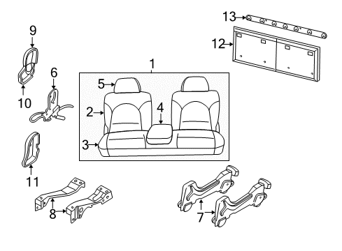 2002 Dodge Grand Caravan Rear Seat Components Diagram 3 - Thumbnail