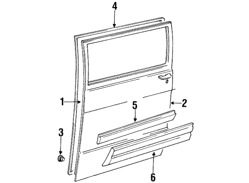 1992 Dodge B350 Side Loading Door & Components, Exterior Trim Diagram